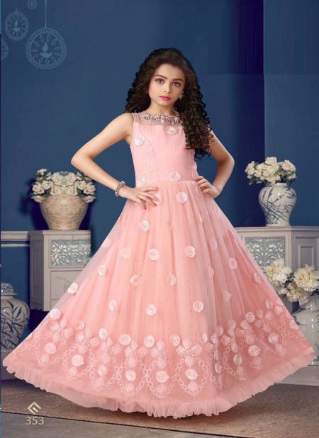 Cherry 353 Net Stylish Party Wear Embroidery Kids Wholesale Collection